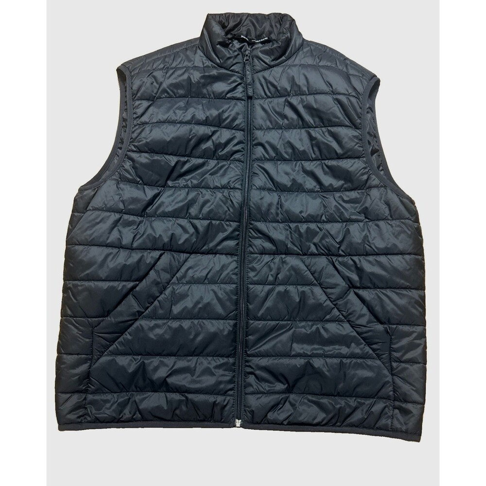 Zara Vest Mens XL Quilted Black Full Zip Pocket Lightweight Soft Lined Jacket